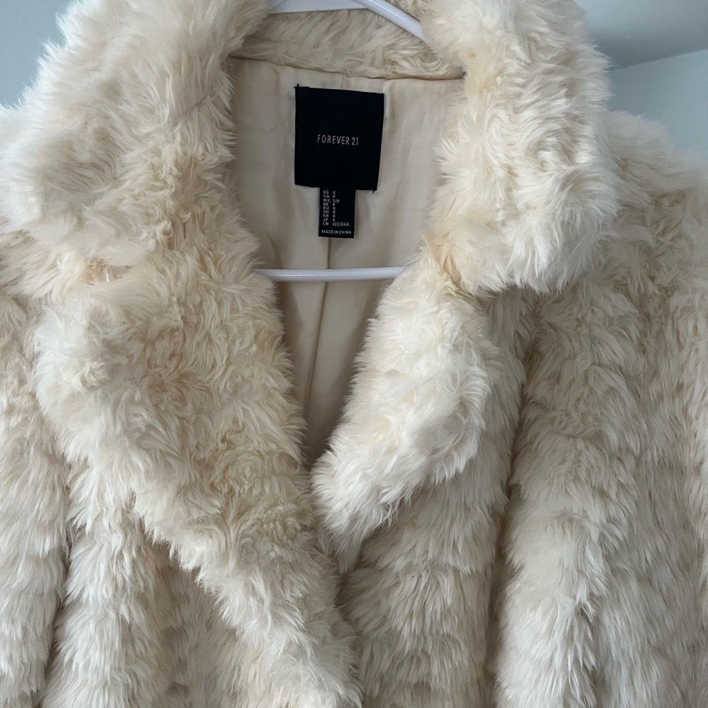 Forever 21 Cream Teddy Jacket with Plush Texture